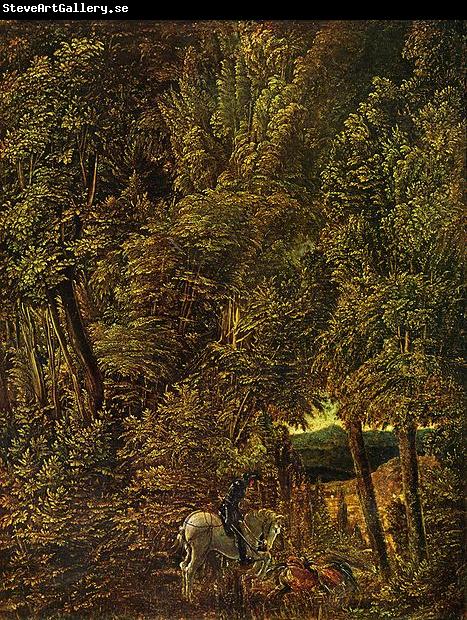 Albrecht Altdorfer Countryside of wood with Saint George fighting the dragon